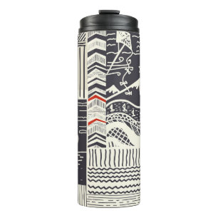 Seamless patchwork pattern from abstract doodles. thermal tumbler