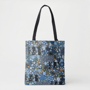 Seamless patchwork pattern from different fabrics tote bag