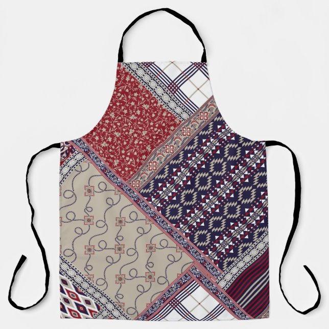 Seamless patchwork pattern on navy patchwork, abst apron (Front)