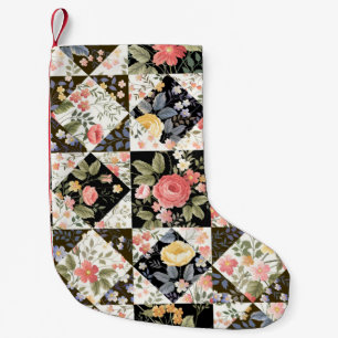 seamless patchwork pattern with flowers small christmas stocking