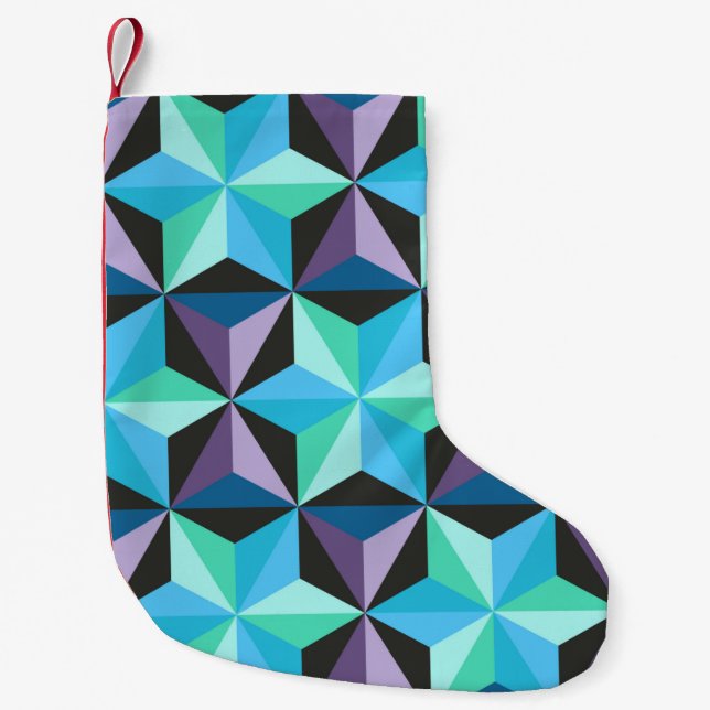Seamless patchwork pattern with stars. Abstract ge Small Christmas Stocking (Front)