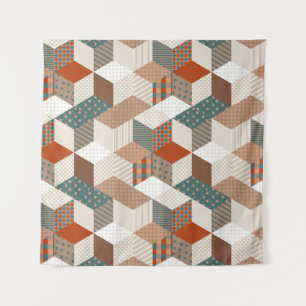 Seamless patchwork pattern with stars. vintage bac tapestry