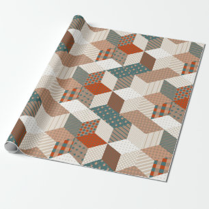 Seamless patchwork pattern with stars. vintage bac wrapping paper