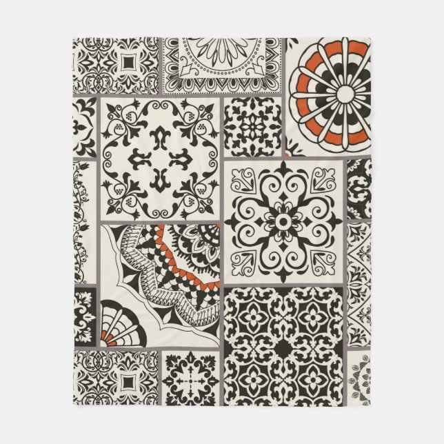 Seamless patchwork tile with Islam, Arabic, Indian Fleece Blanket (Front)