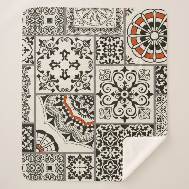 Seamless patchwork tile with Islam, Arabic, Indian Sherpa Blanket (Front)