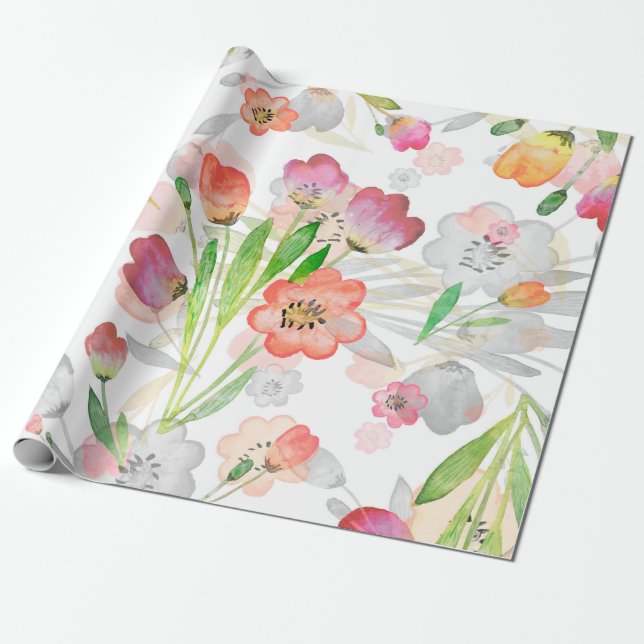 seamless pattern abstracts floral composition tuli wrapping paper (Unrolled)