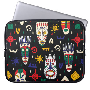 Seamless pattern african tribal masks laptop sleeve