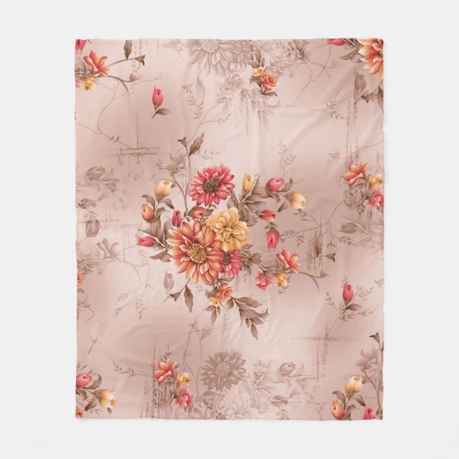 seamless pattern and flower with backgroundart,flo fleece blanket (Front)