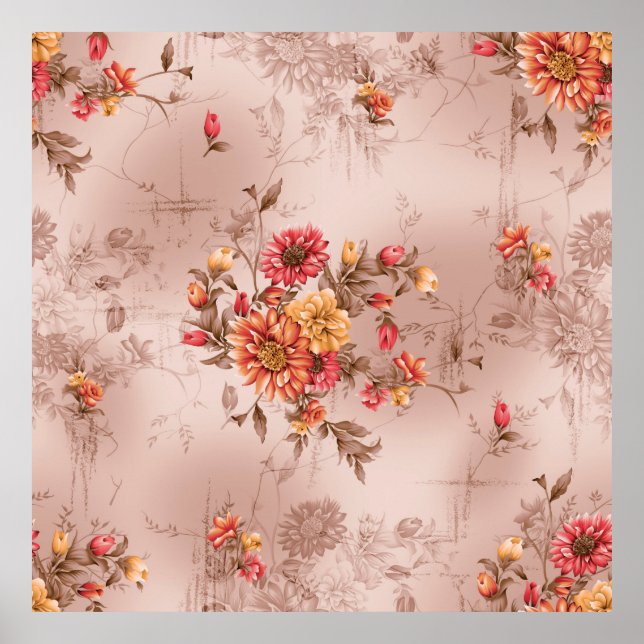 seamless pattern and flower with backgroundart,flo poster (Front)