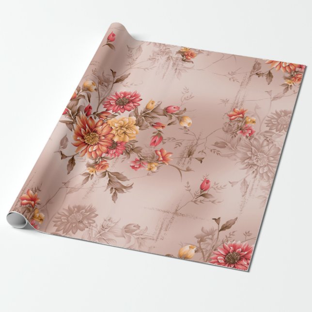 seamless pattern and flower with backgroundart,flo wrapping paper (Unrolled)