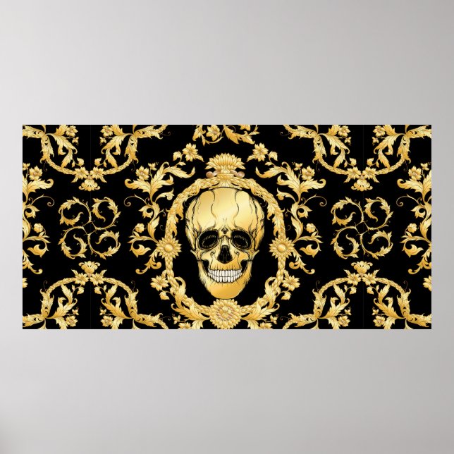 Seamless pattern, background In baroque, rococo, v Poster (Front)