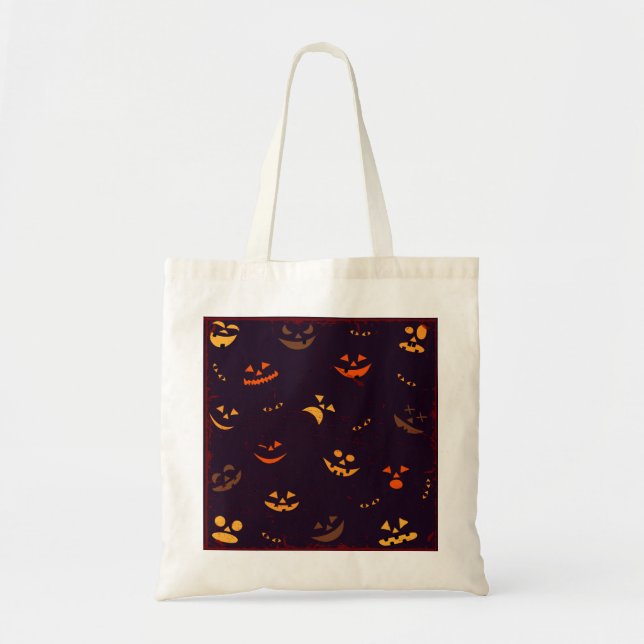 Seamless Pattern Background Of Pumpkin Devil Face Tote Bag (Front)