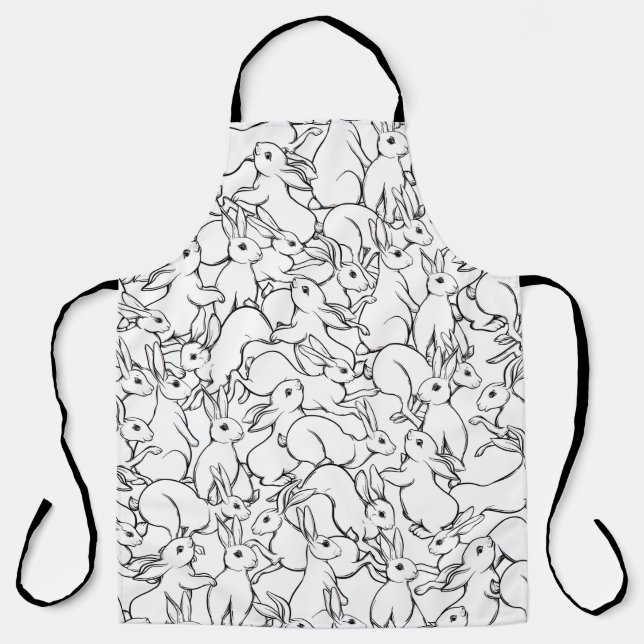 Seamless pattern, background with cute rabbits, ha apron (Front)