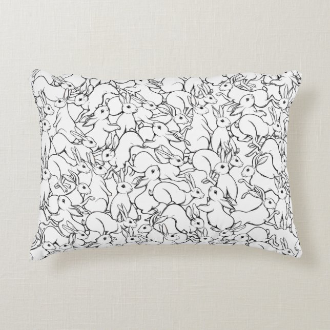 Seamless pattern, background with cute rabbits, ha decorative cushion (Front)