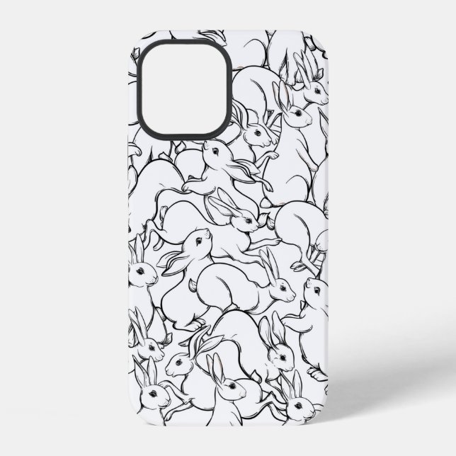 Seamless pattern, background with cute rabbits, ha iPhone case (Back)