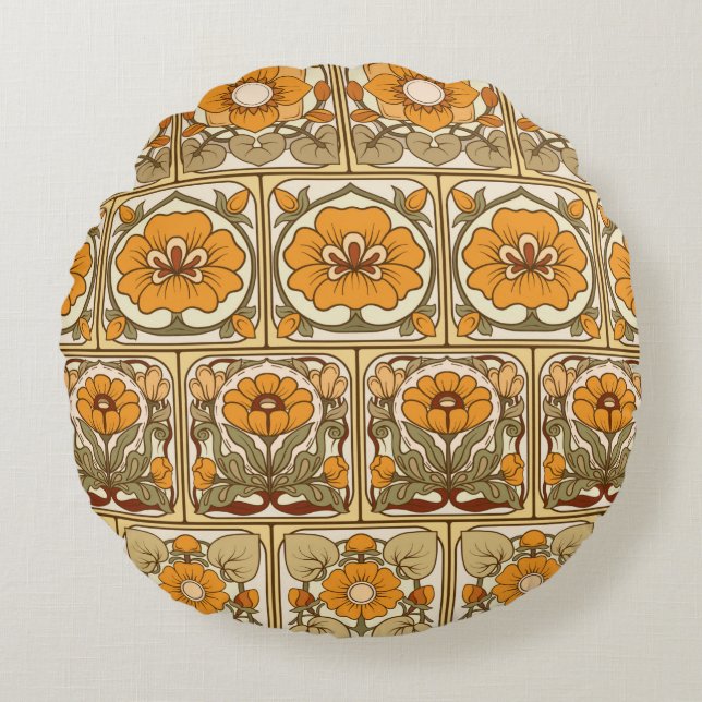 Seamless pattern, background with decorative eleme round cushion (Front)