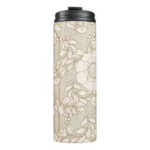 Seamless pattern, background with decorative flowe thermal tumbler