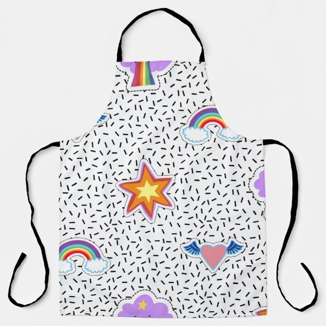 Seamless pattern background with patch cartoon sta apron (Front)