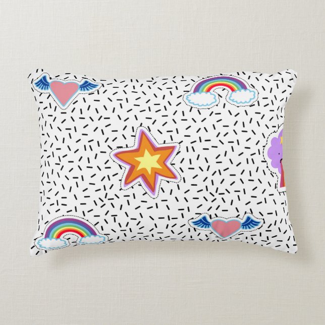 Seamless pattern background with patch cartoon sta decorative cushion (Front)
