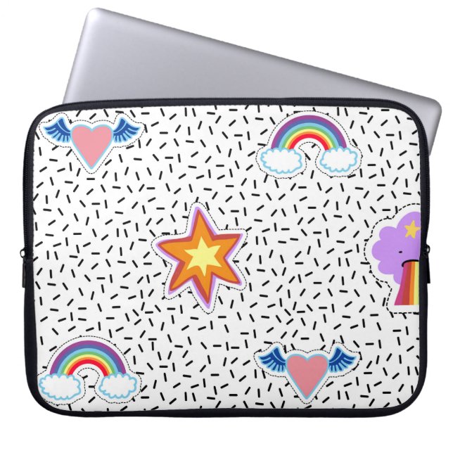 Seamless pattern background with patch cartoon sta laptop sleeve (Front)
