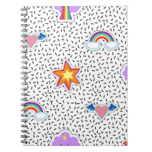 Seamless pattern background with patch cartoon sta notebook