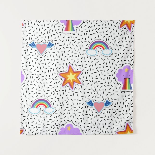 Seamless pattern background with patch cartoon sta tapestry (Front)