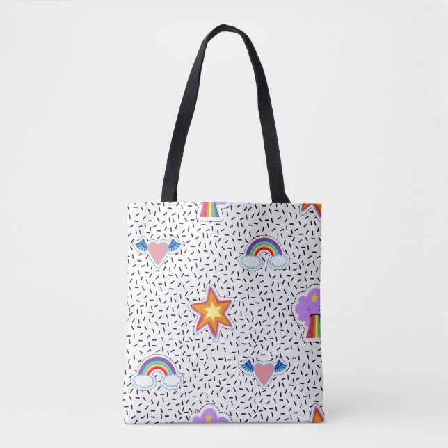 Seamless pattern background with patch cartoon sta tote bag (Front)