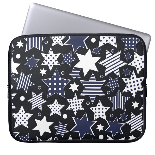Seamless pattern background with stylised starspat laptop sleeve (Front)