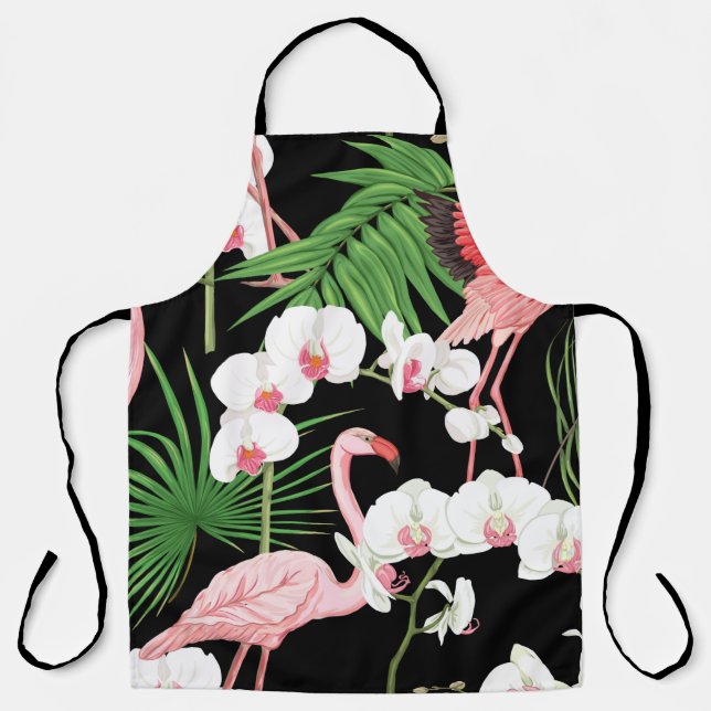 Seamless pattern, background with tropical plants, apron (Front)