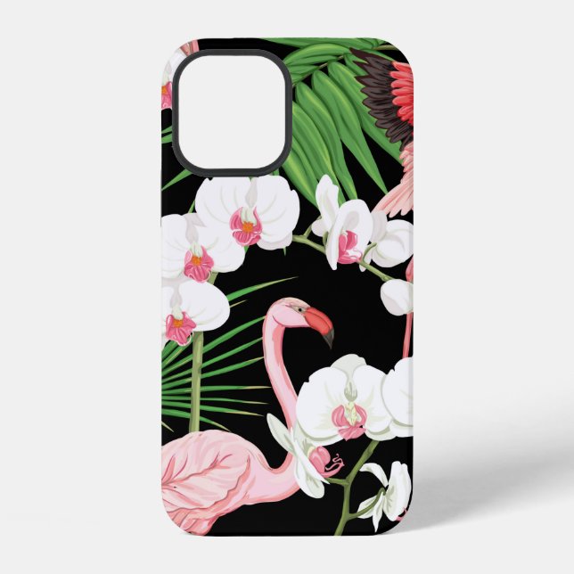 Seamless pattern, background with tropical plants, iPhone case (Back)