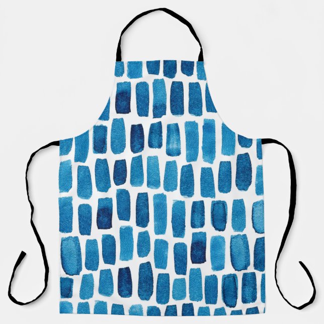 Seamless pattern background with watercolor blue s apron (Front)