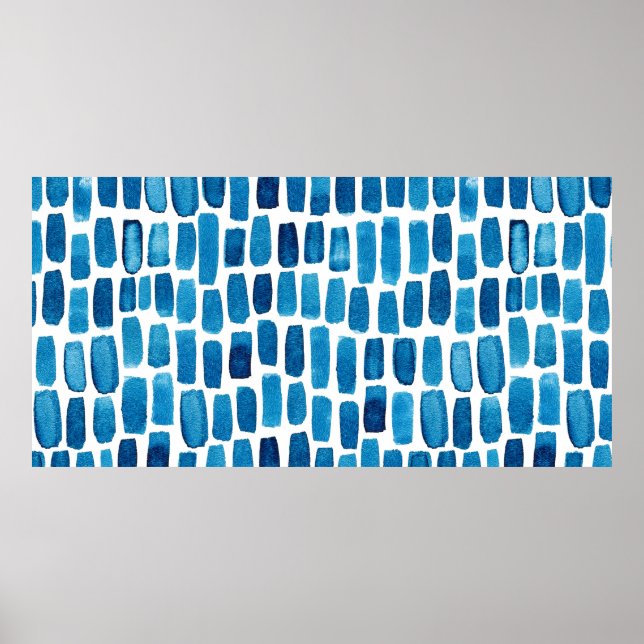 Seamless pattern background with watercolor blue s poster (Front)