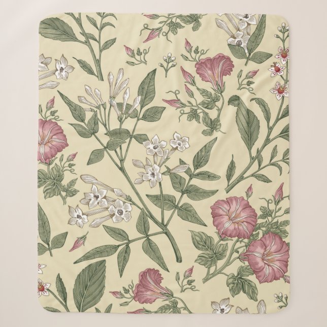 Seamless pattern. Beautiful fabric blooming realis Sherpa Blanket (Front)