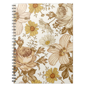 Seamless pattern. Beautiful pink blooming realisti Notebook