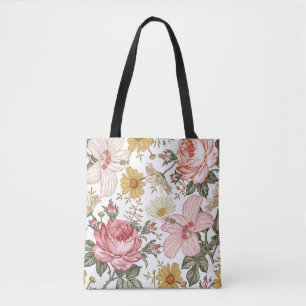 Seamless pattern. Beautiful pink blooming realisti Tote Bag
