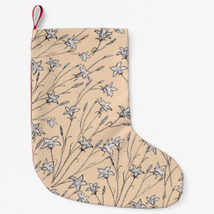 seamless pattern bell flowers pastel line out art, small christmas stocking