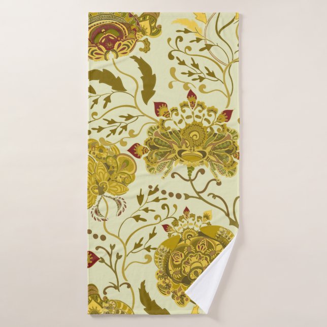 Seamless pattern, big indian paisley flowers. Tren Bath Towel (Bath Towel)