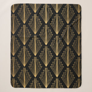 Seamless pattern black and gold background sherpa blanket