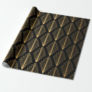Seamless pattern black and gold background wrapping paper