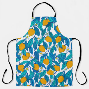 Seamless pattern. Blooming lemon. Flowers neroli. Apron