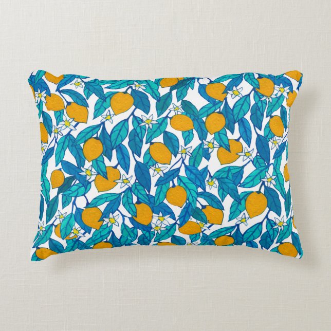 Seamless pattern. Blooming lemon. Flowers neroli.  Decorative Cushion (Front)