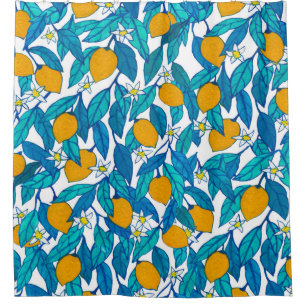 Seamless pattern. Blooming lemon. Flowers neroli.  Shower Curtain