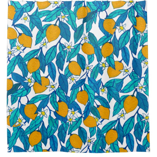 Seamless pattern. Blooming lemon. Flowers neroli.  Shower Curtain (Front)