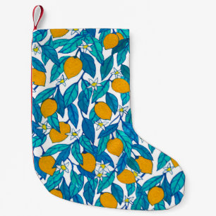 Seamless pattern. Blooming lemon. Flowers neroli.  Small Christmas Stocking