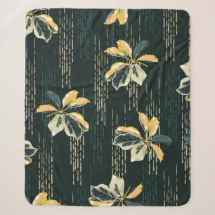 Seamless pattern Botanical VARIEGATED PLANTS, leav Sherpa Blanket