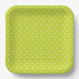 Seamless pattern  bright lime polka dot pattern paper plate