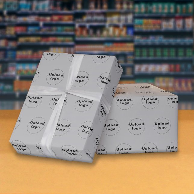 Seamless Pattern Business Logo Grey Wrapping Paper (Seamless pattern of your business logo on gray wrapping paper.)