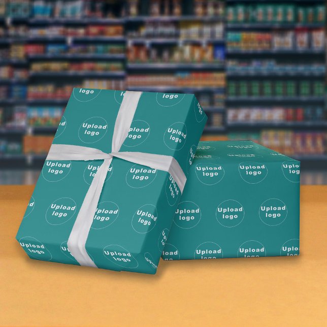 Seamless Pattern Business Logo Teal Wrapping Paper (Seamless pattern of your business logo on teal green wrapping paper.)