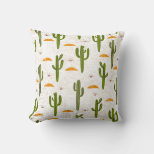 Seamless pattern, cactus, sand texture, Mexican st Cushion