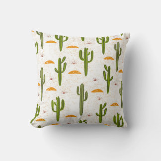 Seamless pattern, cactus, sand texture, Mexican st Cushion